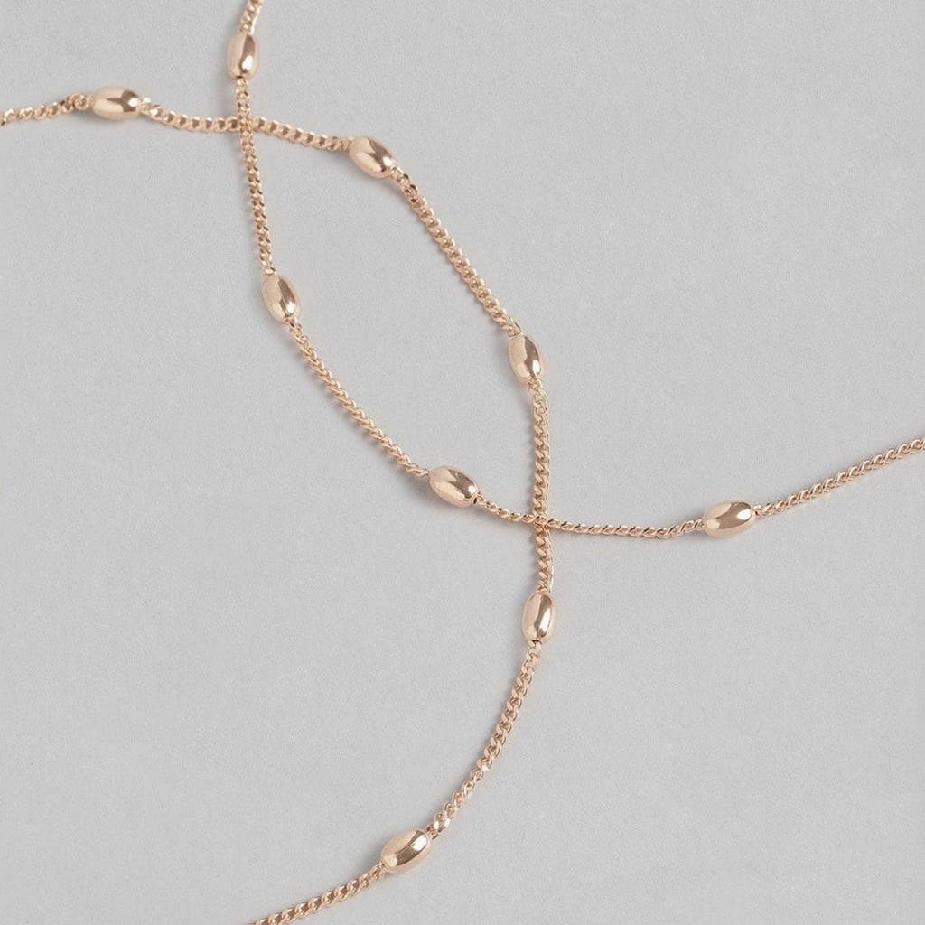 Rose Gold Beaded 925 Sterling Silver Anklet : ANK-60022-PAIR