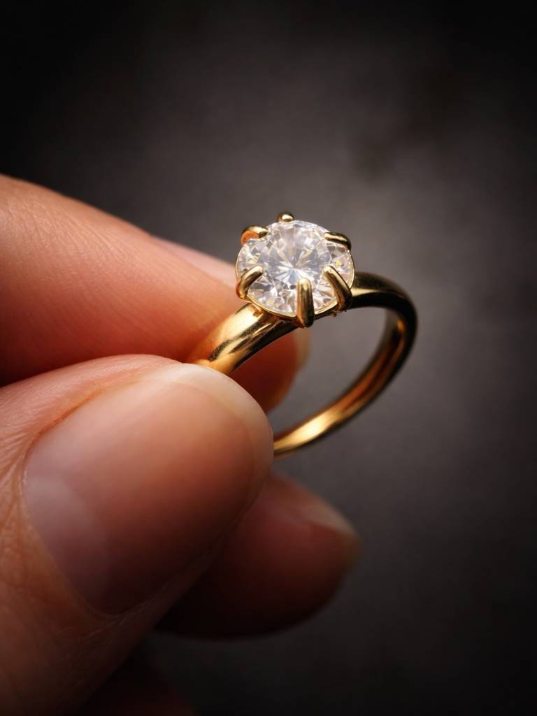 Big Stone Solitaire Ring – 18K Gold Cz Statement Ring : ATR815BSSR