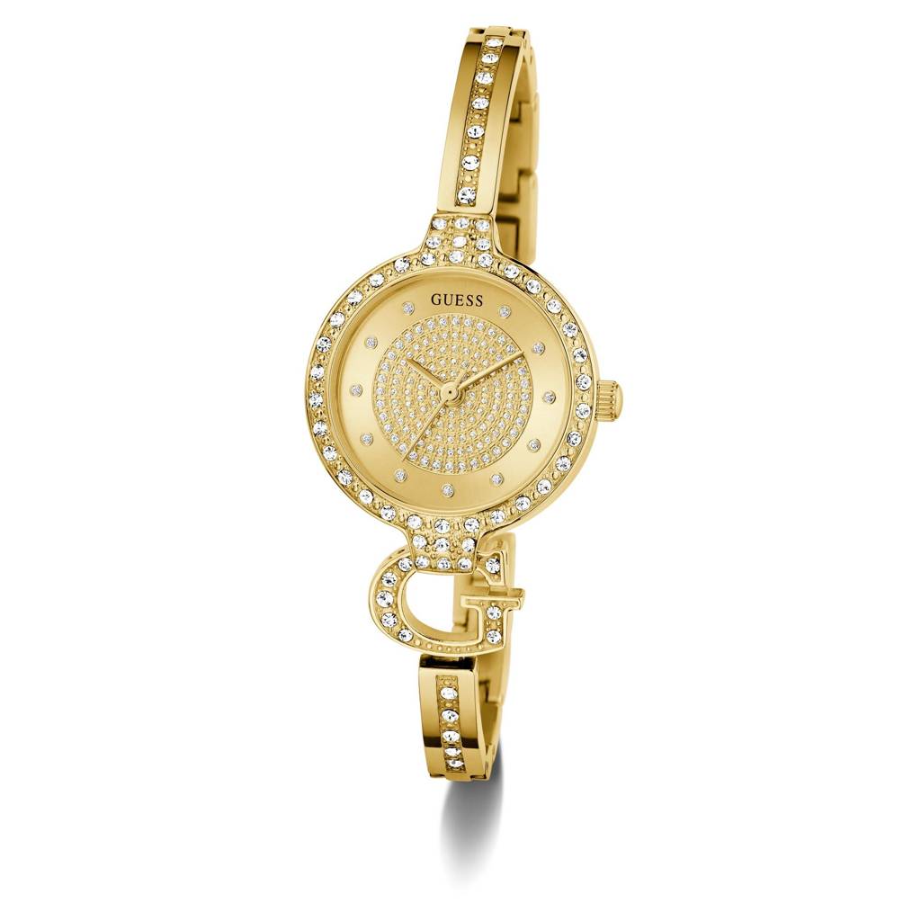 Guess Round 28Mm Champagne Dial Analog Women Watch - Gw0929L2 : GW0929L2