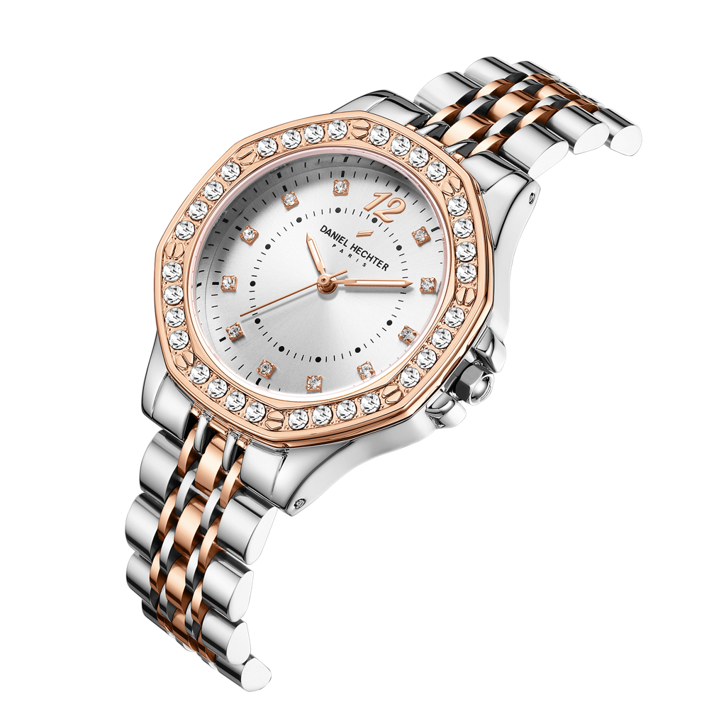 Daniel Hechter Paris Vendome Collection Analog Watch For Women With Crystal Studded Bezel, Crystal Accents And St : DHW2009-11