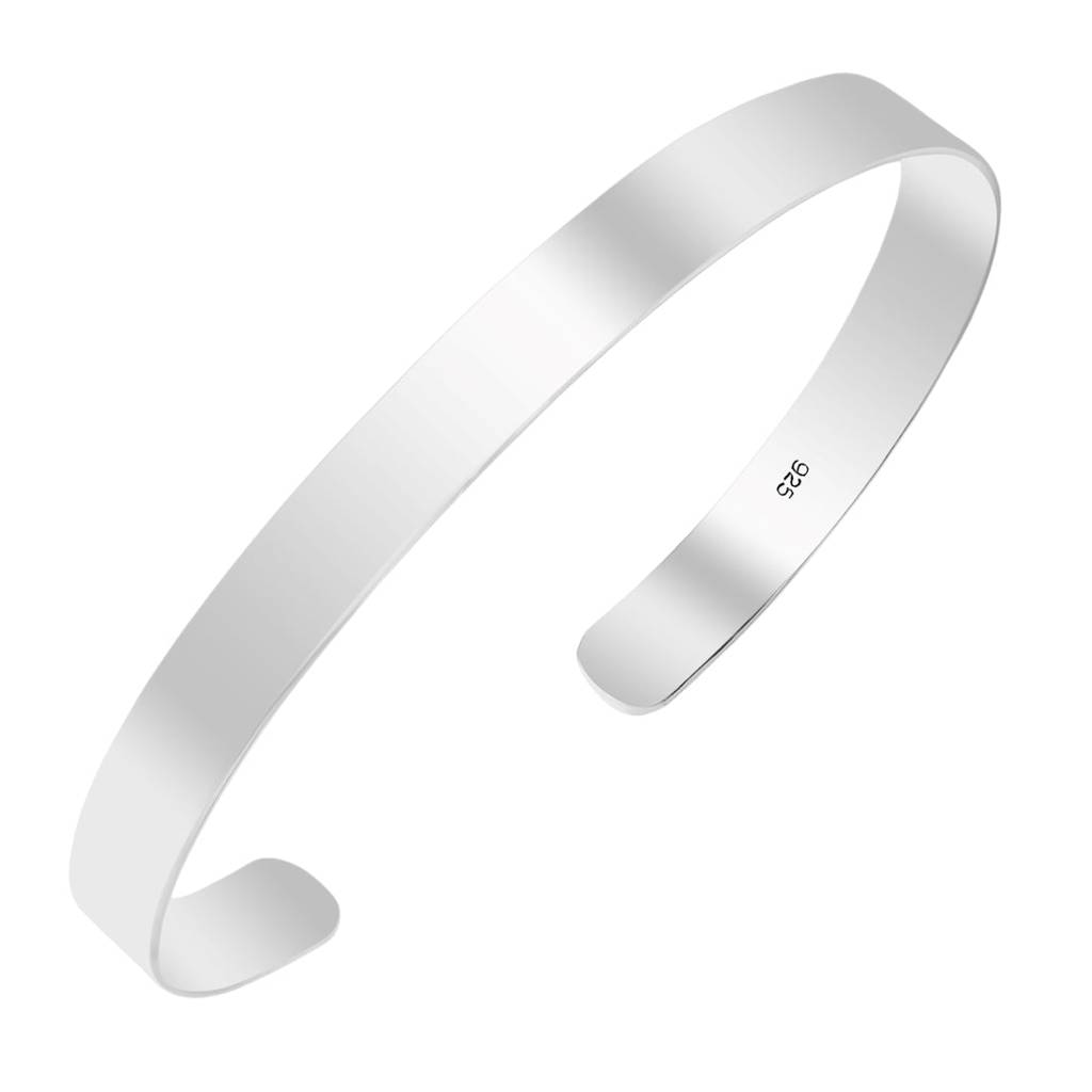 Classic Rhodium Plated 925 Sterling Silver Men'S Cuff Bracelet : BR-80421-R