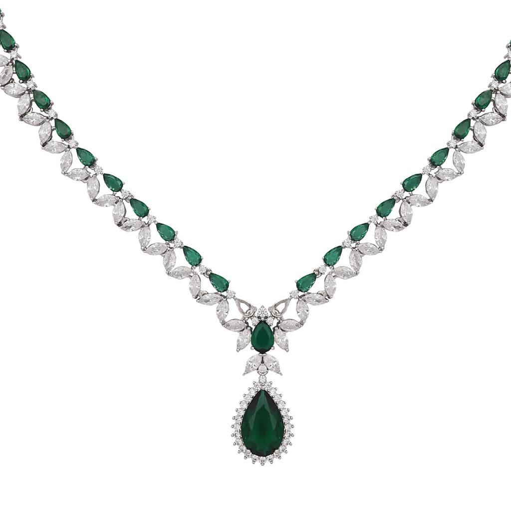 Celestial Emerald Cubic Zircon Necklace Set : YI24A0474N