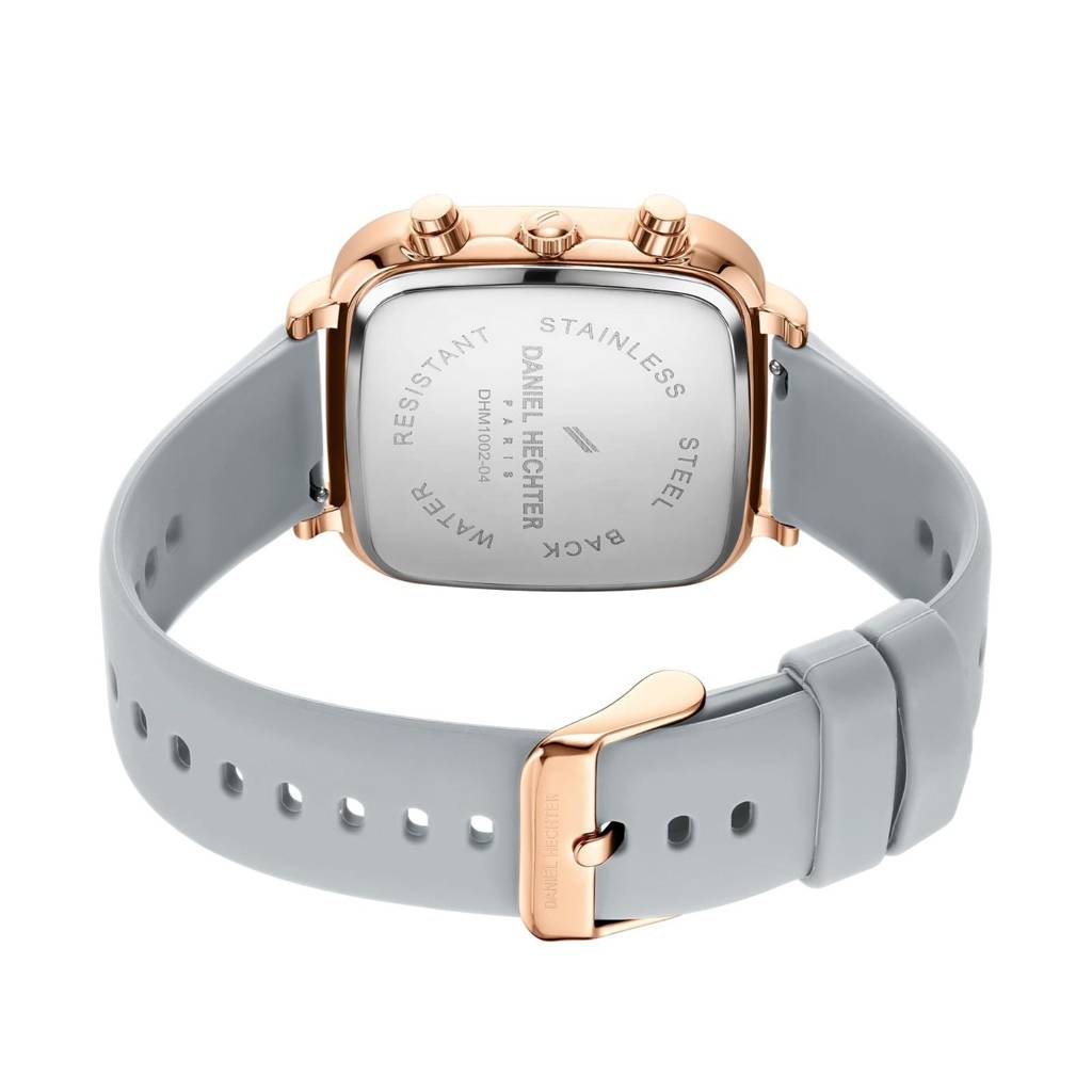 Daniel Hechter Paris Belleville Collection Modern Multi Functional Watch For Men With Square Dial And Silicon Ban : DHM1002-04