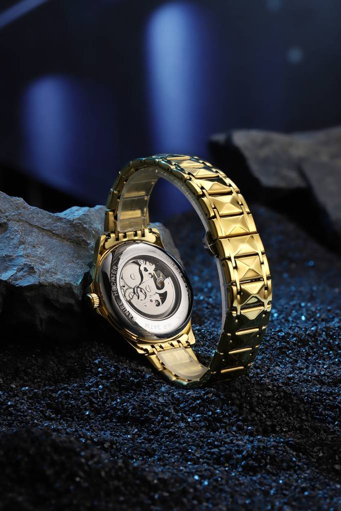Paris Tech Collection Automatic Skeleton Wrist Watch For Men – Sunburst Dial, Stainless Steel Strap, Mechanical M : DHM1068-33