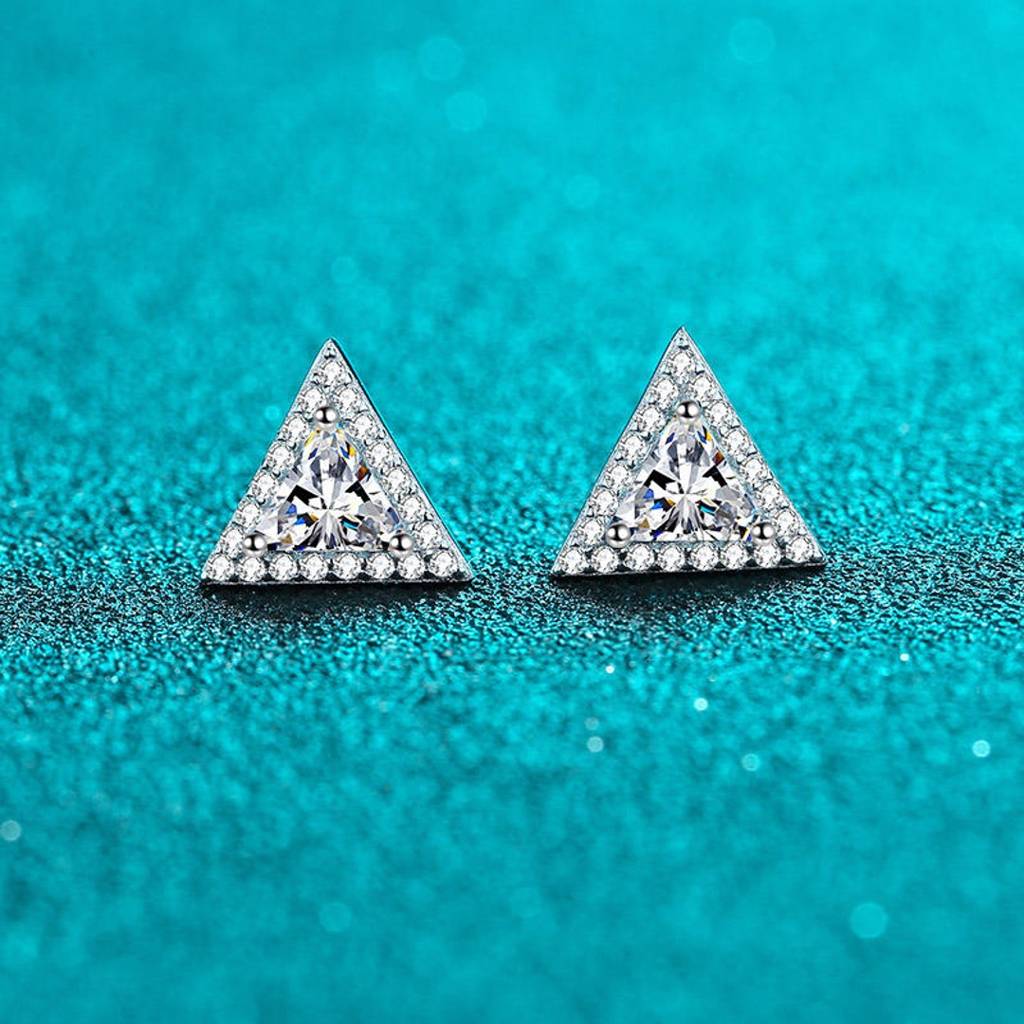 0.5 Ct Single Piece Sterling Silver Moissanite Stud Earrings For Men : TrisparkleRadiance_BX590-E_Men