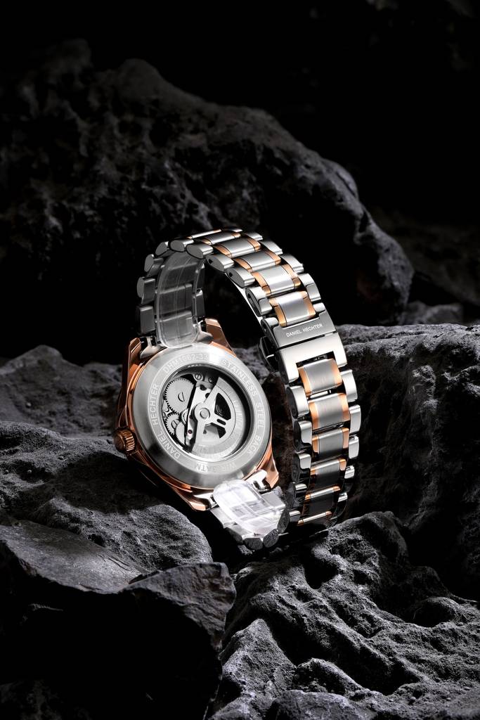 Paris Tech Collection Automatic Skeleton Wrist Watch For Men – Round Dial, Stainless Steel Strap, Mechanical Move : DHM1062-33