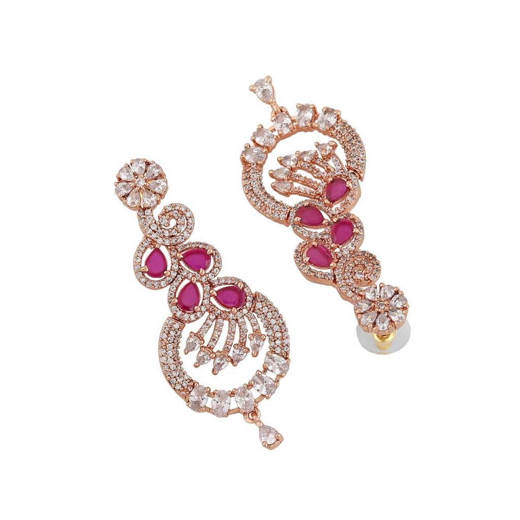 Estele Rose Gold Plated Cz Sparkling Earrings For Women