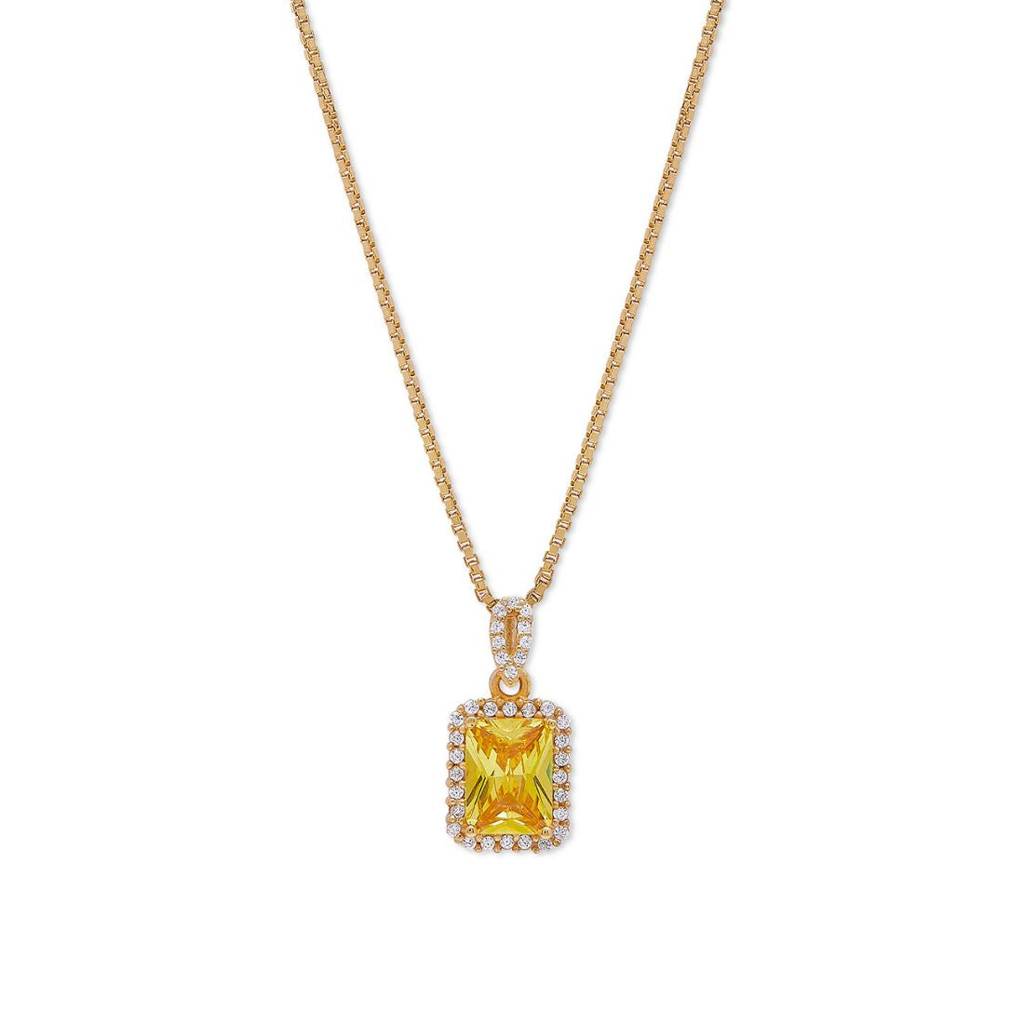Golden Radiance 925 Sterling Silver Gold-Plated Cz Pendant With Chain : PEN-30160-C-G