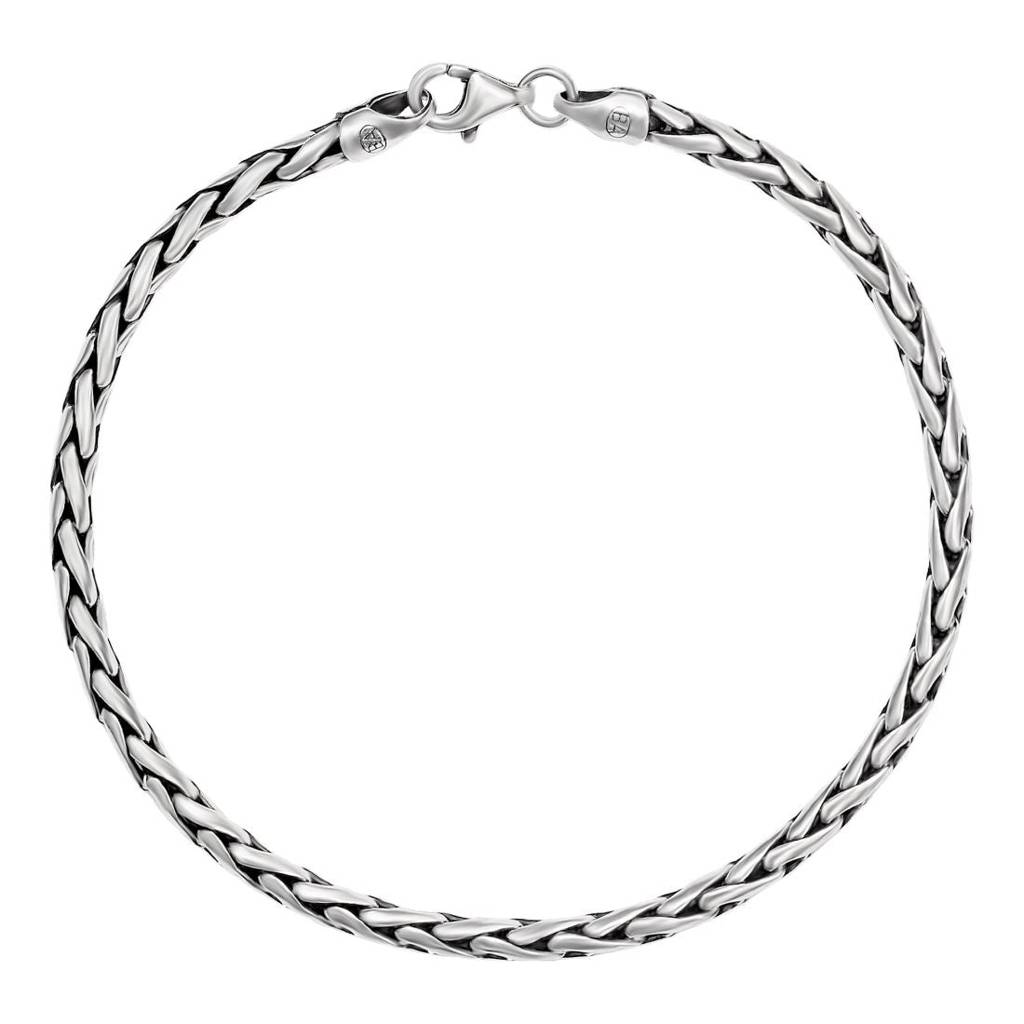 Masculine Link Rhodium Plated 925 Sterling Silver Men'S Bracelet : BR-80411-R