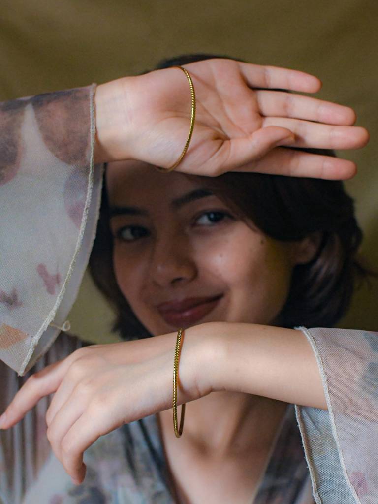 Classic 18K Gold Bangles Â Anti-Tarnish, Everyday Wear (Set Of 2) : ATB587BD1