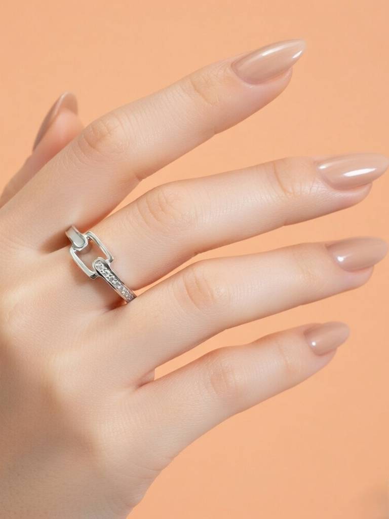 925 Pure Silver The "Nexus" Geometric Link Ring : LR1316