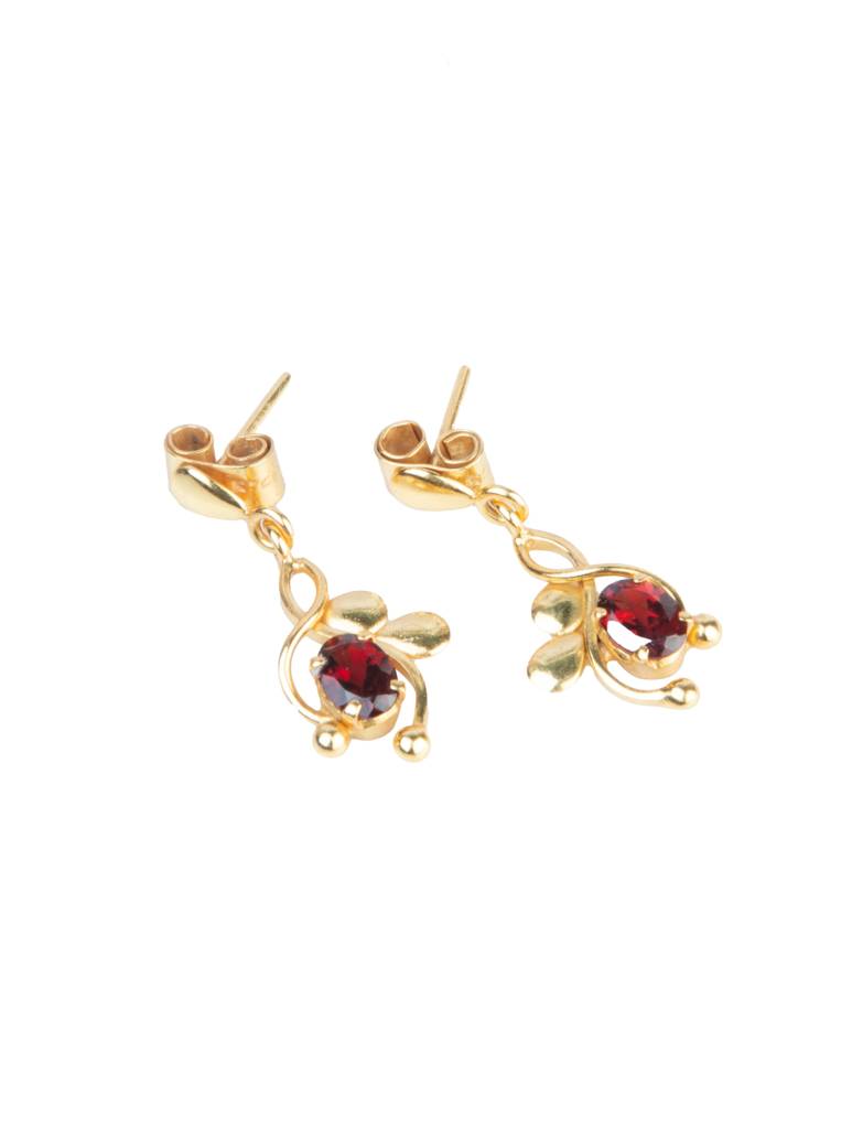 925 Sterling Silver Gold Plated Garnet Earrings For Women | Gemstone Earrings | Handmade Jewelry | Elegant Daily We : FU-1156G