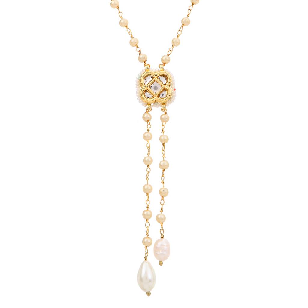 22Kt Gold-Plated Charmed Pearl Chain Necklace Set : PE22015