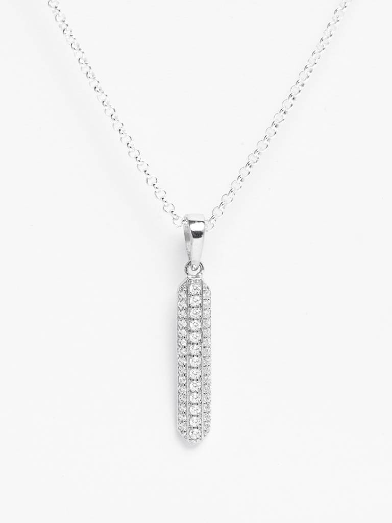 925 Silver Platinum Plated Swiss Zircon Walter Men Pendant Necklace With Chain Gift For Men & Boys : CSMNP25