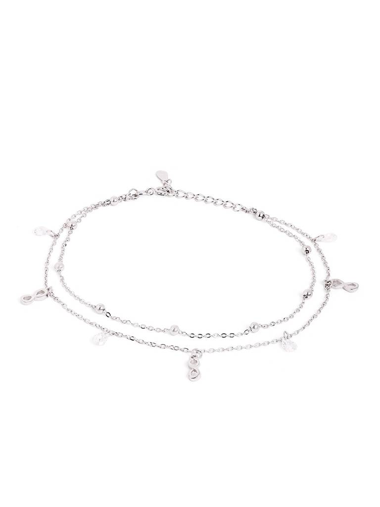 Silver Infinity Sparkling Drop Anklet : WAN00031