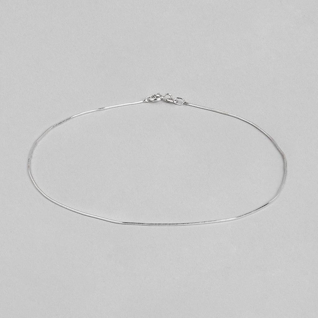 Minimal Snake Chain 925 Silver Anklet : ANK-60046-PAIR