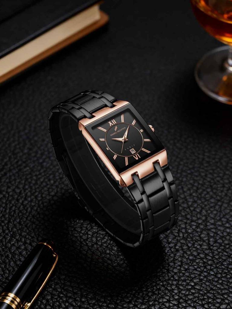 Daniel Hechter Paris Gallieni Collection Vintage Analog Watch For Men - Rectangular Dial With Roman Numerals, Dat : DHM1029-22