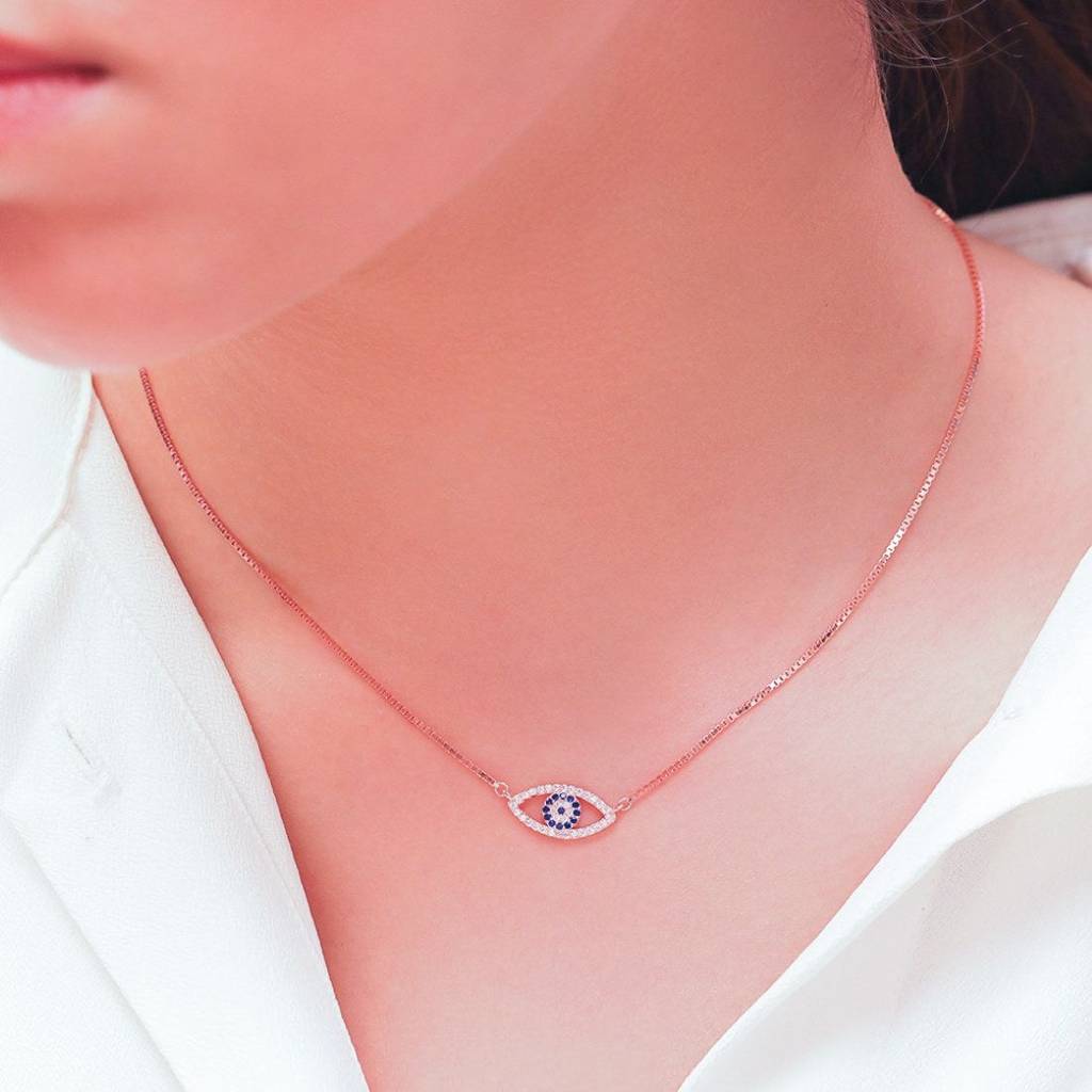 Evil Eye 925 Silver Rose Gold Necklace : NL-30074
