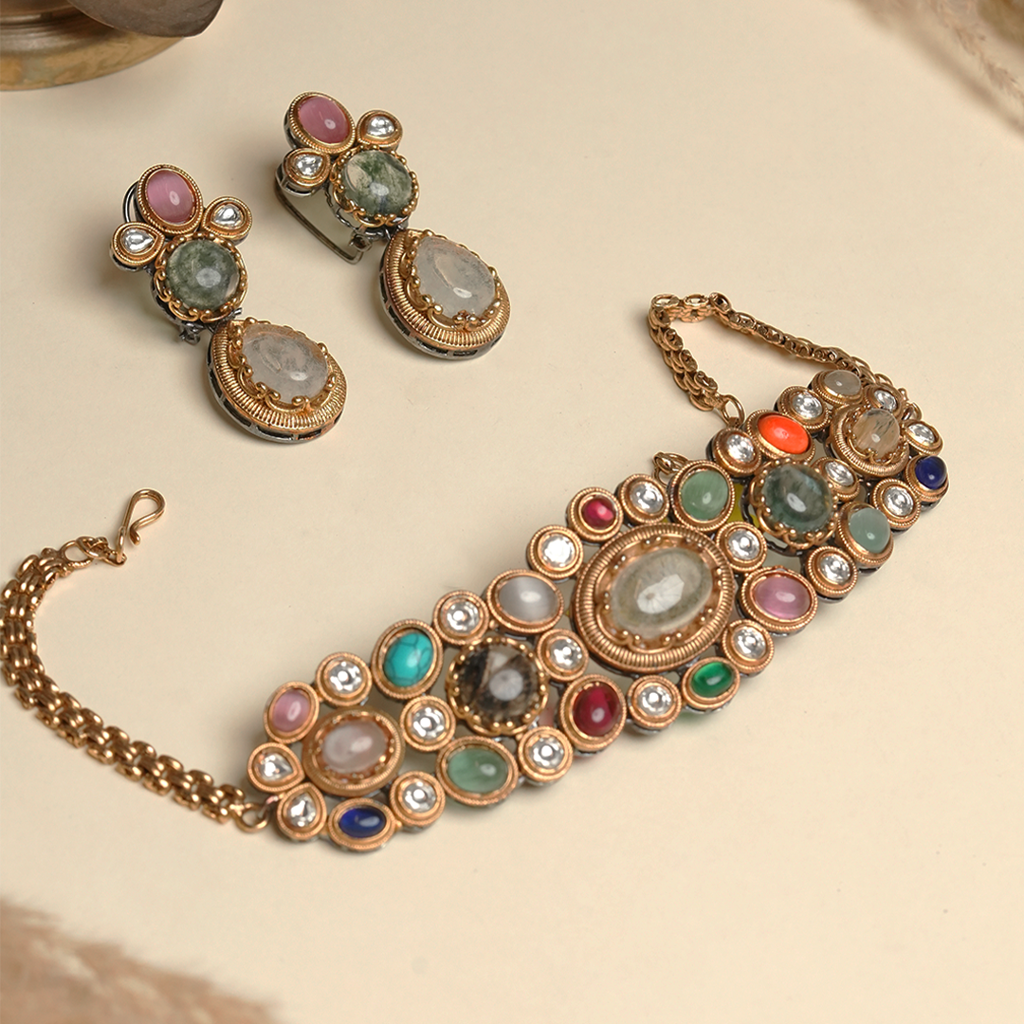 Small Navratan Choker : CAO0007MPS