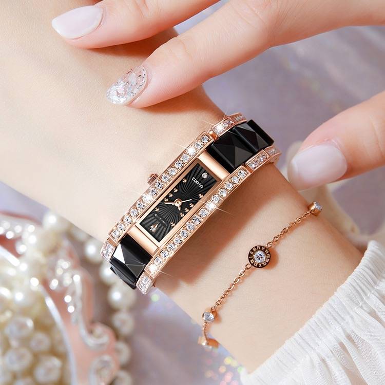 Giordano Luxury Crystal Studded Bracelet Watch For Women - Elegant Rectangular Dial, Quartz Movement And Stainle : GZ-60104-11