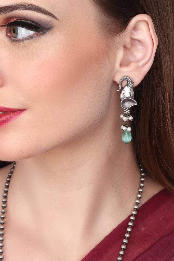 Tribal Elephant Motif Oxidised Necklace Set : F23ARER133SLV