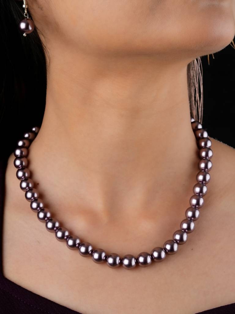 Dove Coloured Pearls Necklace Set : PRMBS15