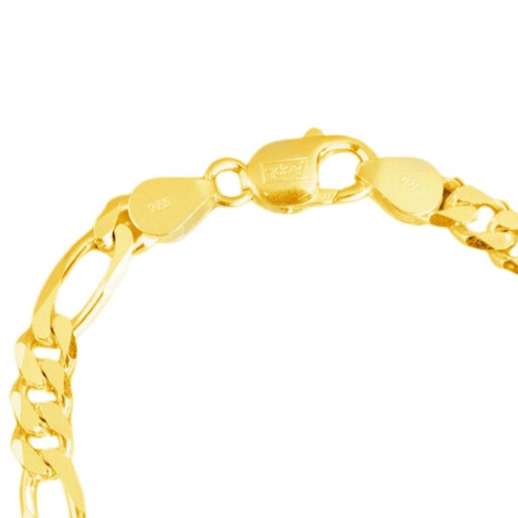 Luxurious Gold Plated 925 Sterling Silver Men'S Linked Bracelet : BR-80300-G