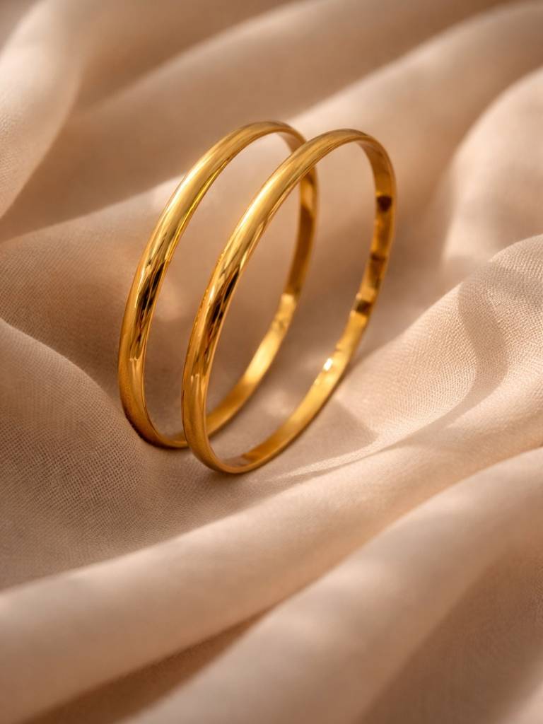 18K Gold Plain Thick Bangle 2'4 – Stainless Steel Kada : ATB798PTB24