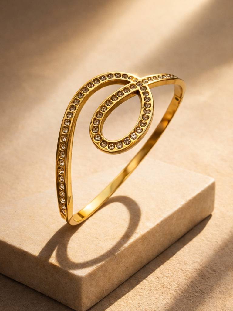 18K Gold Plated Cz Studded Designer Bracelet For Women : ATB869ESDB
