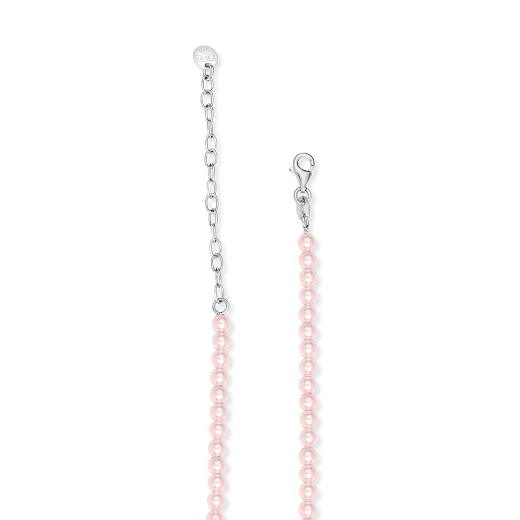 Shimmering Rhodium-Plated 925 Sterling Silver Pearl Necklace : NL-30319-R