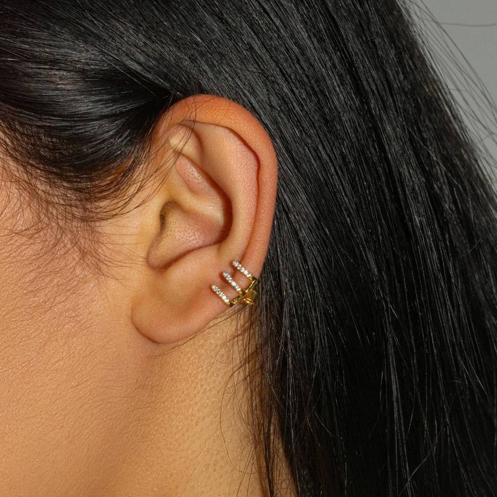 Diversity Earcuffs| Pure Silver With Thickest Gold Layer : TSNP-DIV-18G-50004