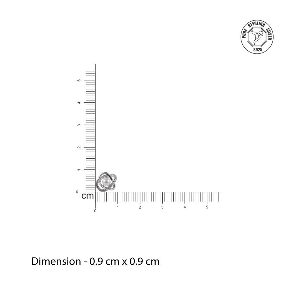 Golden Orbit Pearl & Zircon Stud Earrings : TRSRDJ0188Silver