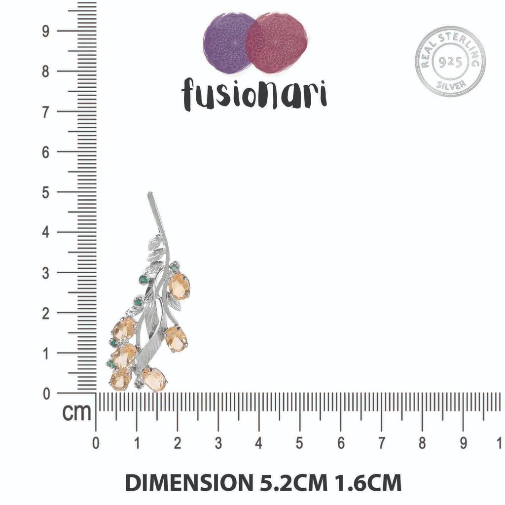 925 Sterling Silver Citrine Pendant With 18In Chain For Women, November Birthstone Handcrafted Jewelry : FU-0816-C