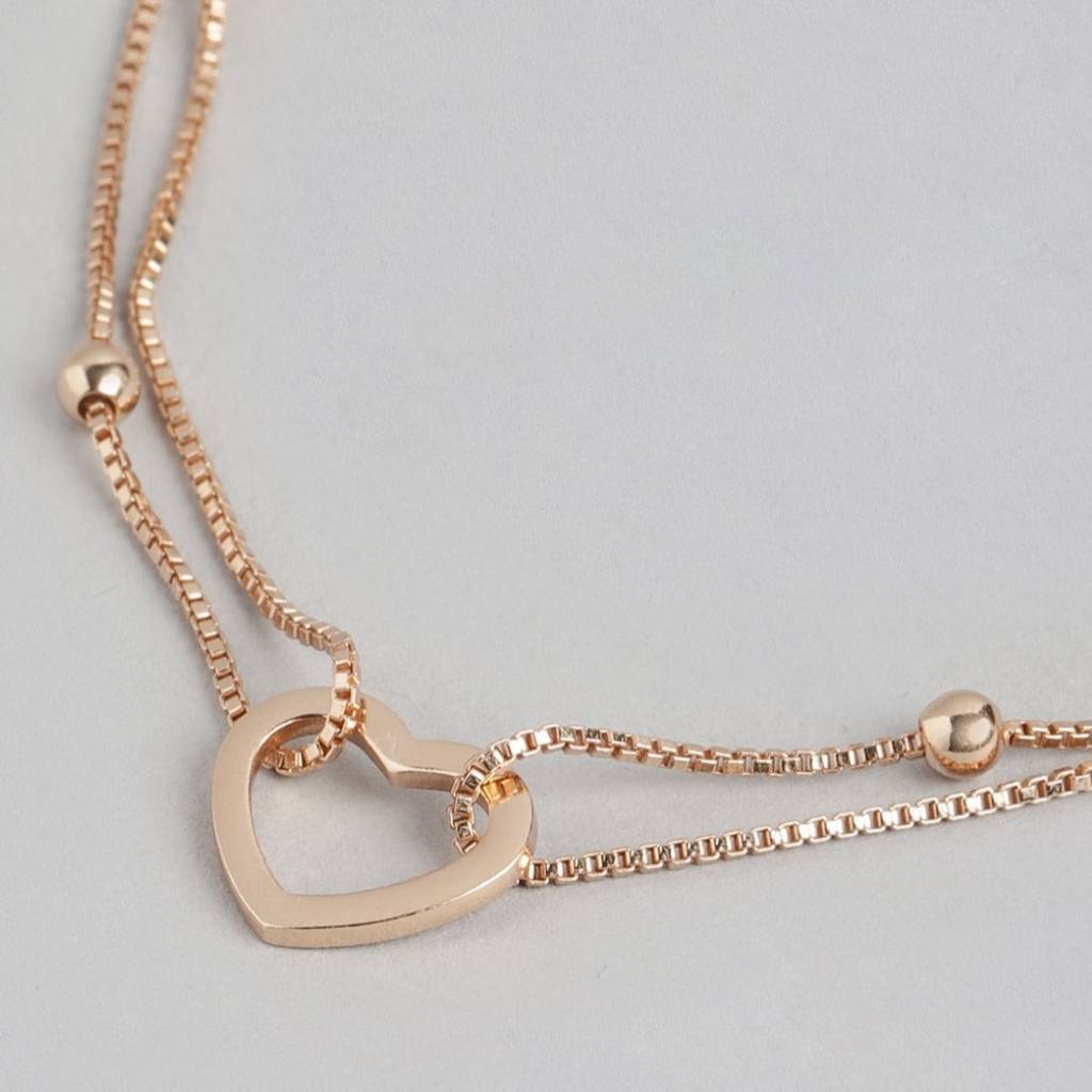 Heartfelt Affection Rose Gold-Plated 925 Sterling Silver Bracelet : BR-80270-RG
