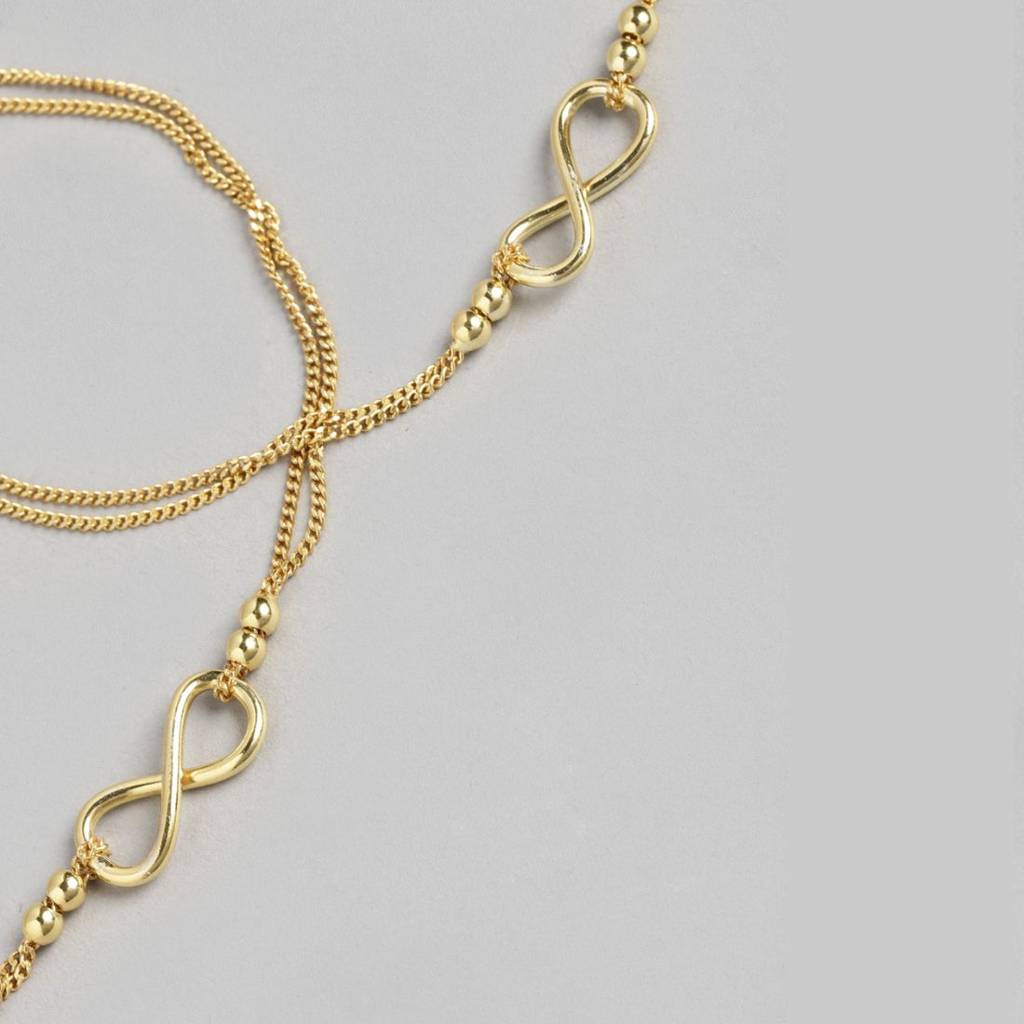 Gilded Infinity Duo 925 Sterling Silver Gold-Plated Chain Anklet : ANK-60122-PAIR-G