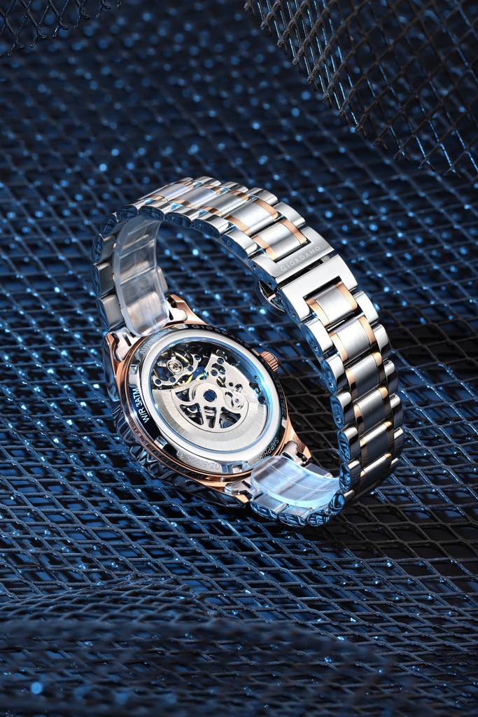 Premier Fortezza Collection Automatic Watch For Men With Skeleton Round Dial, Luminous Hands And Markers, Stainl : GZ-50225-33