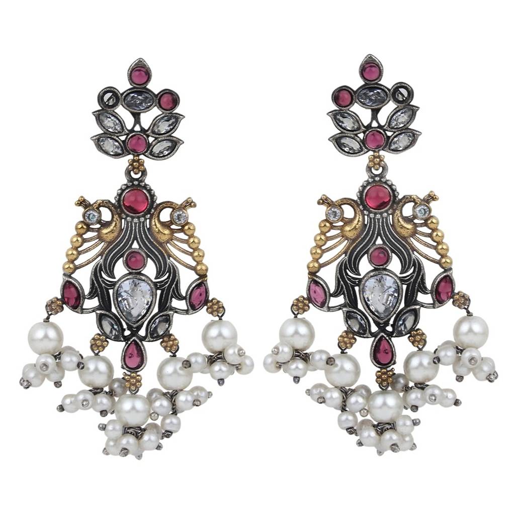 Dual Tone Drop Earring : F23MHER032SLV