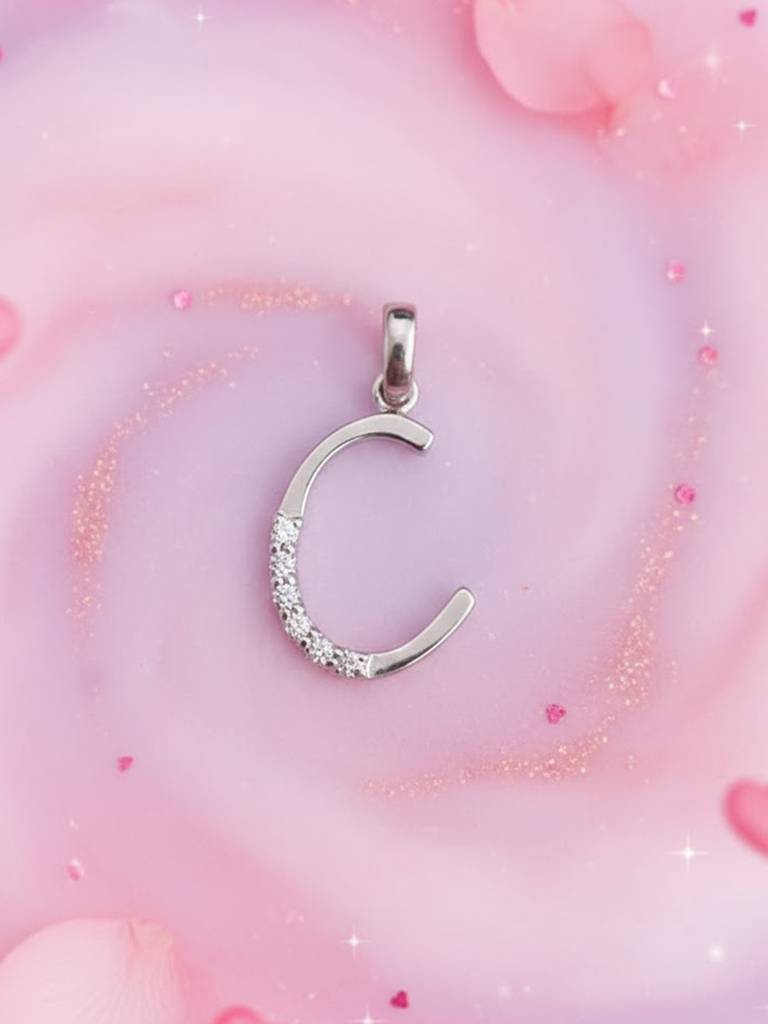 925 Pure Silver Alphabet C Letter Unisex Sterling Silver  Pendant : PEN1049