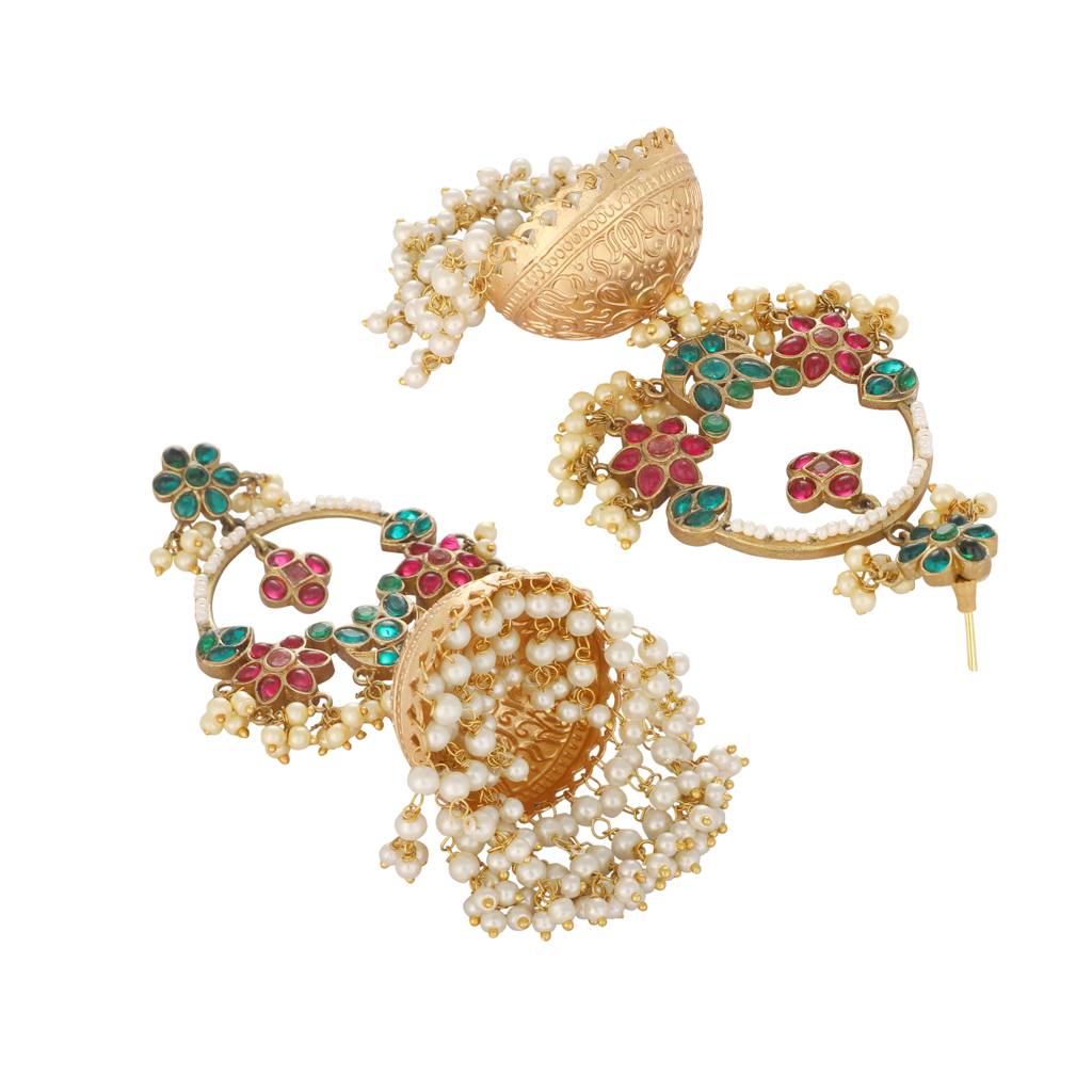 Banjaran Chandbali Dangler Pearl Jhumki Earrings : YI24A0455E