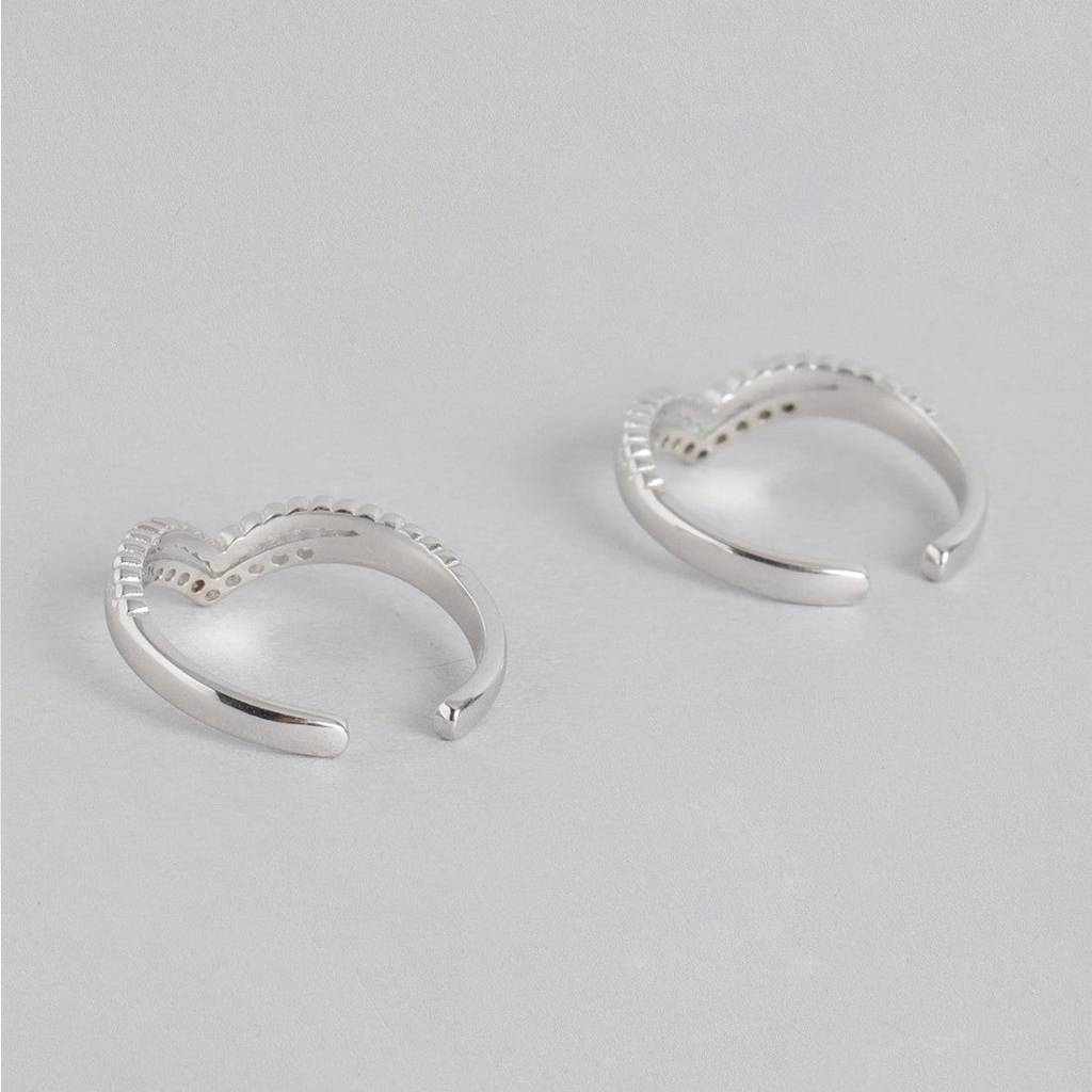Classy Cz Rhodium Plated 925 Sterling Silver Toe Ring : TOE-10051