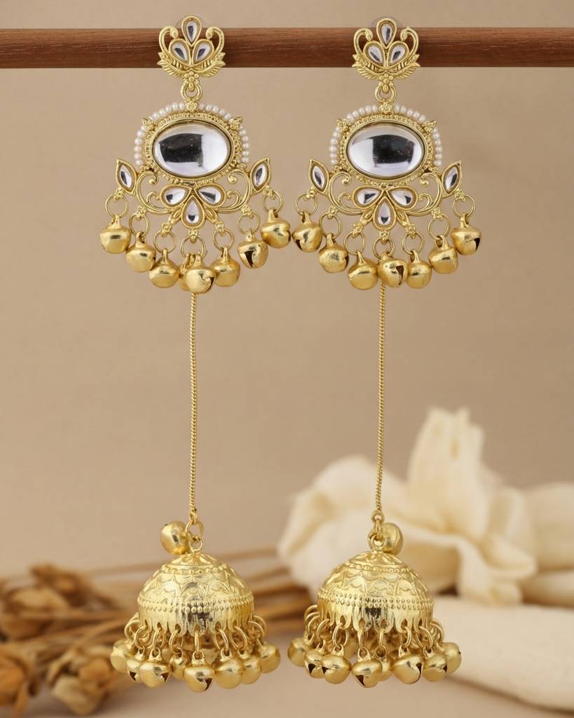 Gold Plated Brass Kashmiri - Jhumka Earrings For Women : KS204