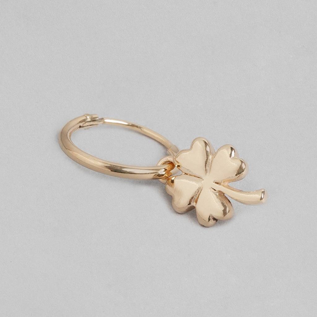 Cutest Quadrifoliate Leaf Rose Gold Plated Earring : EAR-20260