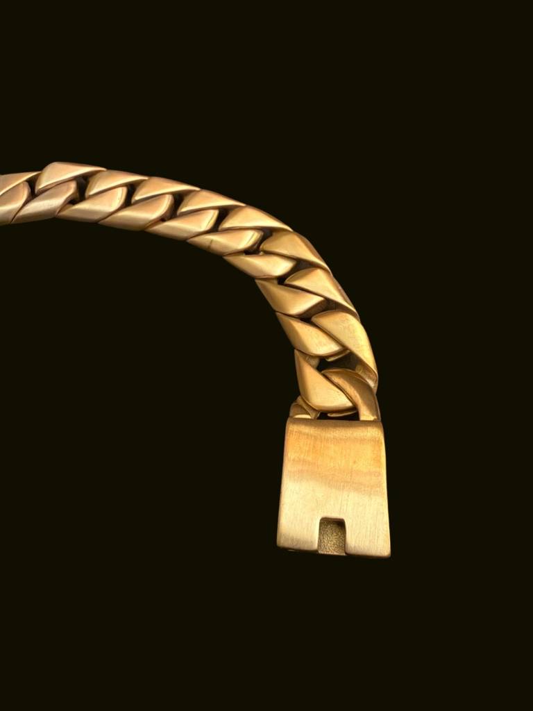 Matte Gold Chunky Cuban Link Bracelet For Men | Stainless Steel : MATB871MGCB