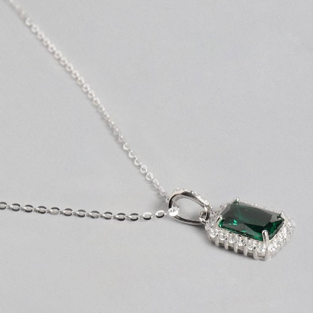 Emerald Cz 925 Sterling Silver Necklace : NL-30111