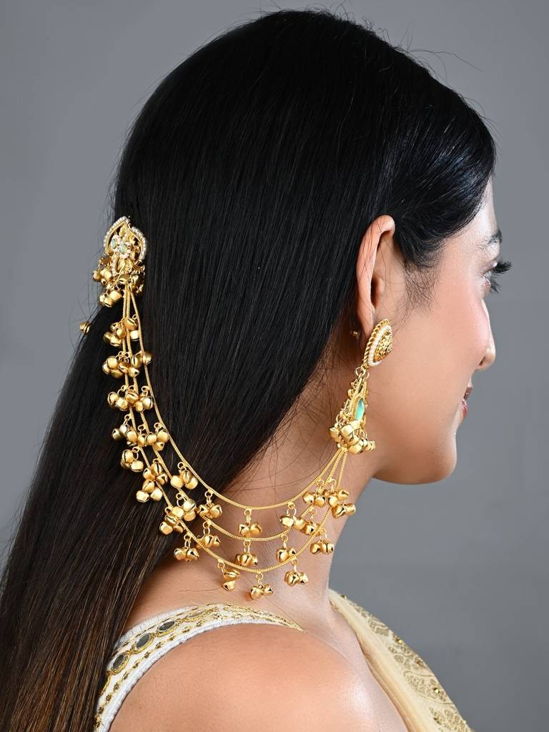 Anvik Gold Plated Studs With Ear Chains