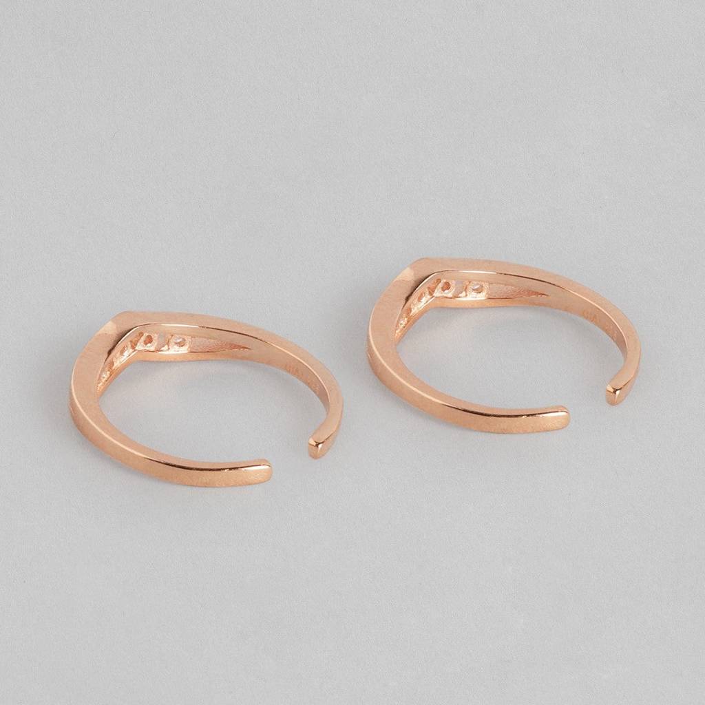 Vintage Studded Rose Gold 925 Silver Toe Ring : TOE-10025