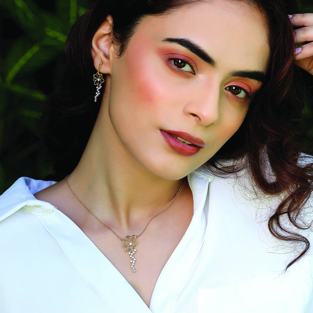 Flora Dewdrops - Lab Diamond Necklace : LLNK0102