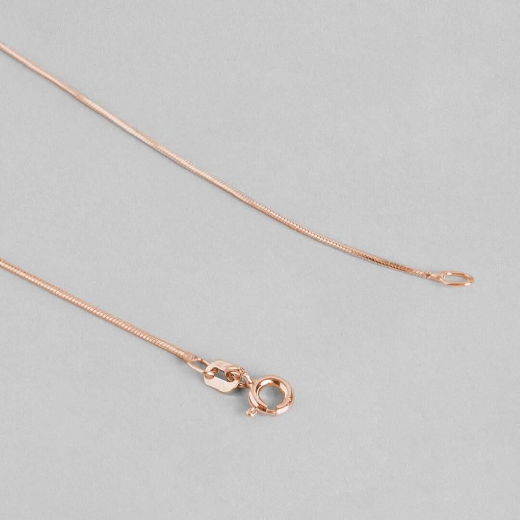 Graceful Serpent 925 Sterling Silver Rose Gold Plated Chain : CH-10008-RG-24-INCH