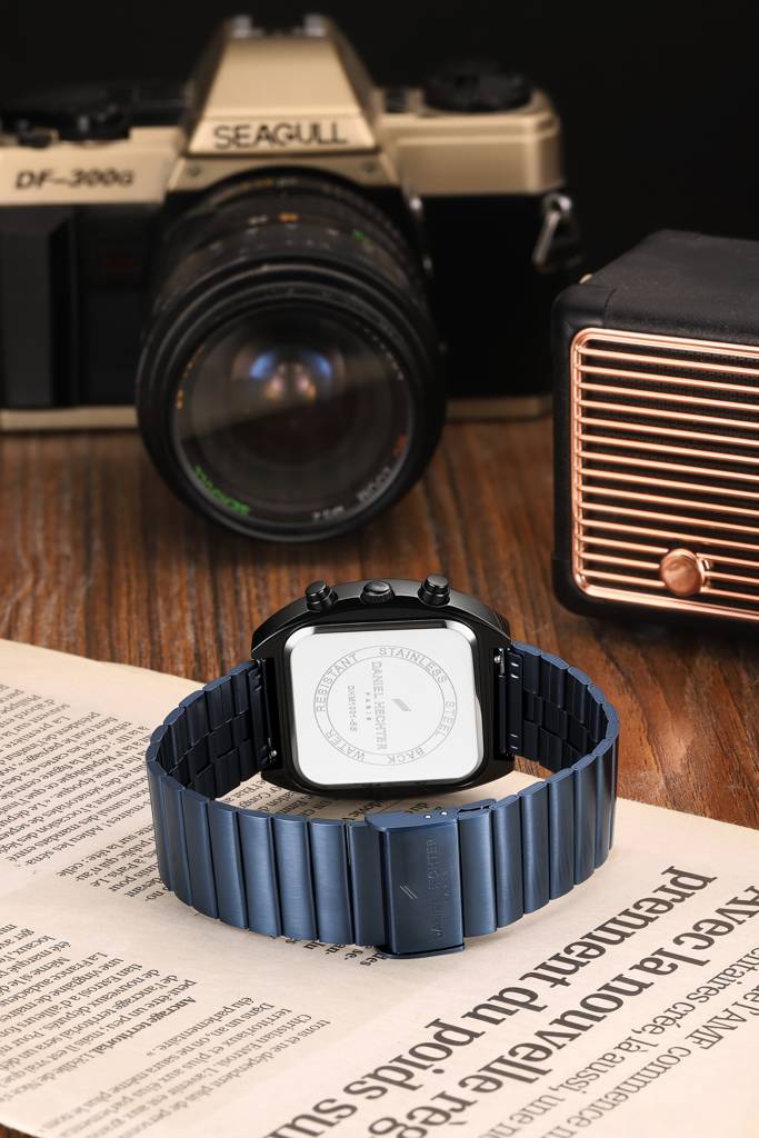 Daniel Hechter Paris Bercy Collection Modern Multi Functional Watch For Men With Square Dial And Stainless Steel  : DHM1001-55