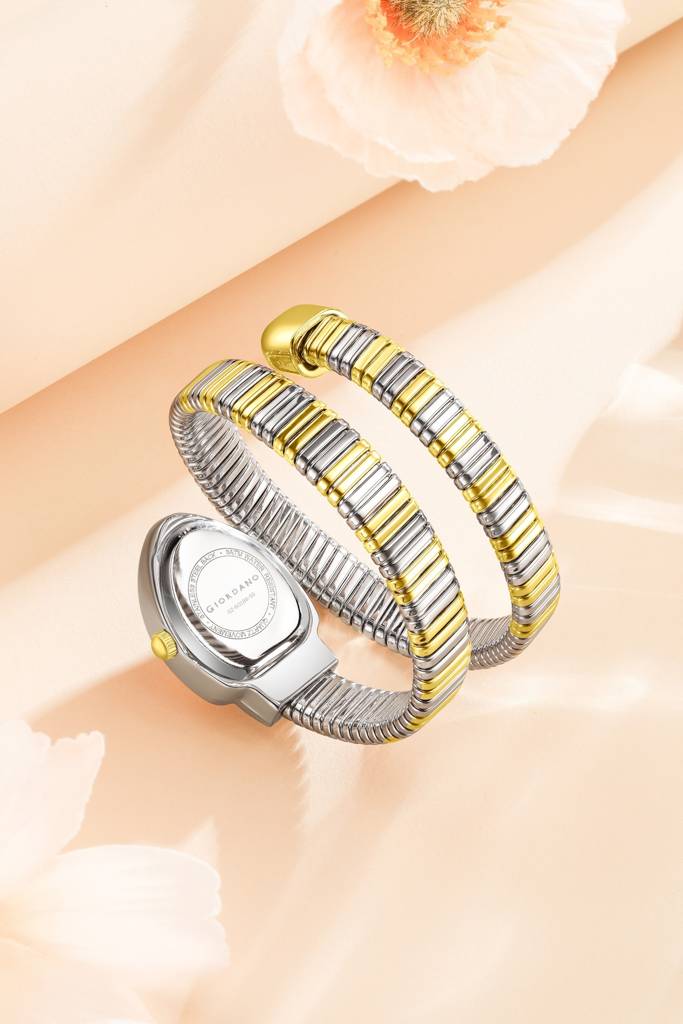 Serpentine Collection Analog Quartz Watch For Women Honeycomb-Textured Dial, Crystal Bezel & Markers, Snake-Styl : GZ-60188-55
